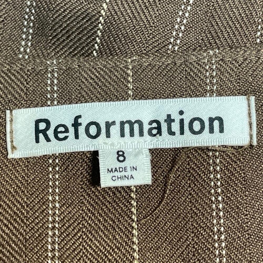 Reformation Women's Brown Sleeveless Pinstriped V-neck Crop Sweater Vest Top 8 - Picture 4 of 4
